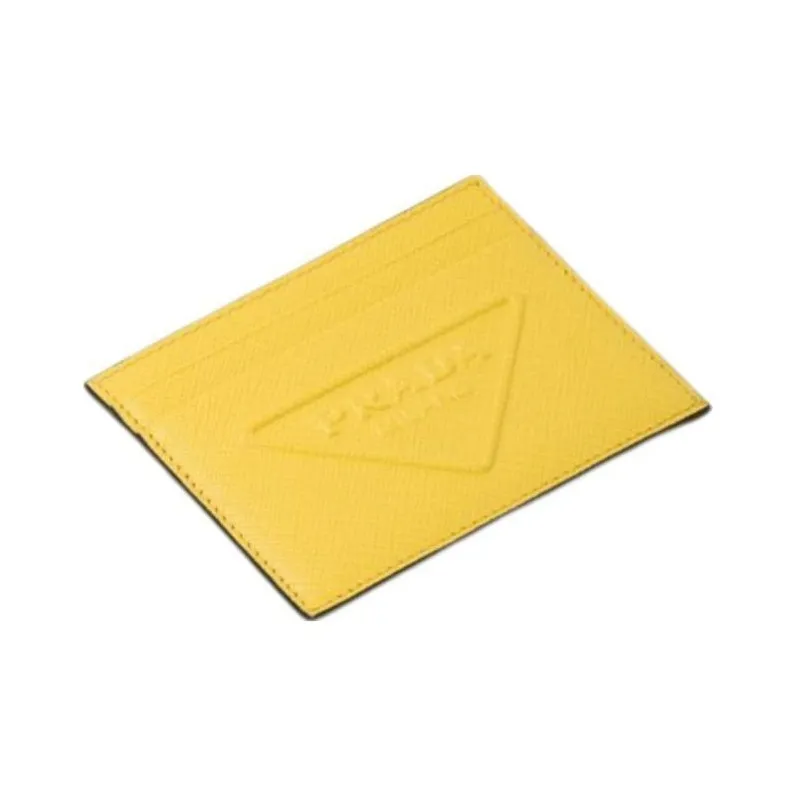 PRADA Leather Card Holder Women's Yellow-2