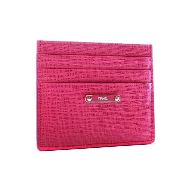 FENDI Cow Leather Card Holder Women's Rose Red-2
