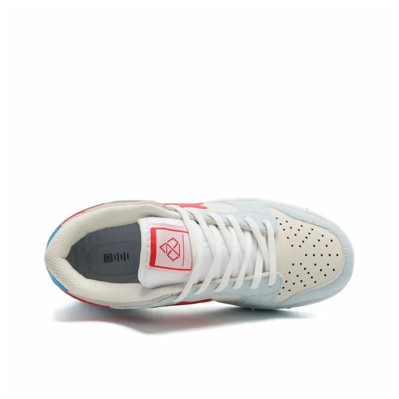 Circle Small Coverage Wear Resistant Lightweight Low Top Skateboard Shoes Unisex Mint Blue Red-4