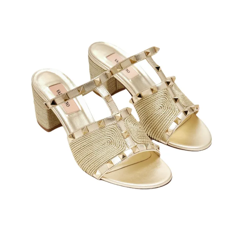 Valentino GARAVANI Abrasion Resistant Slide Slippers 6cm Women's Gold-2