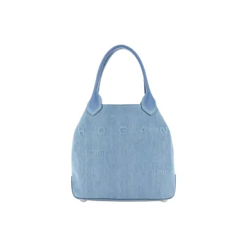 HOGAN Cotton Handbag Medium Size Unisex Light Blue