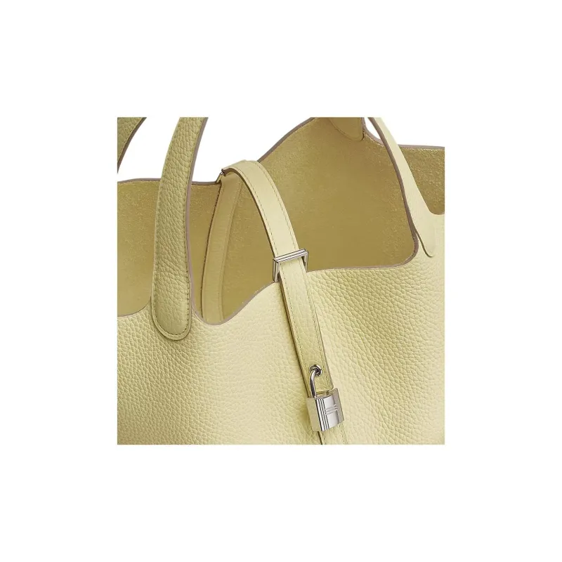 HERMES Picotin Lock Clemence Bullock Leather Basket Bag, Bucket Bag, Handbag Women's Yellow Middleton-1