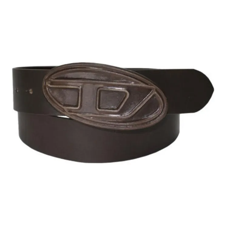DIESEL Cow Leather Belts Men's Dark Brown Width 4CM-3