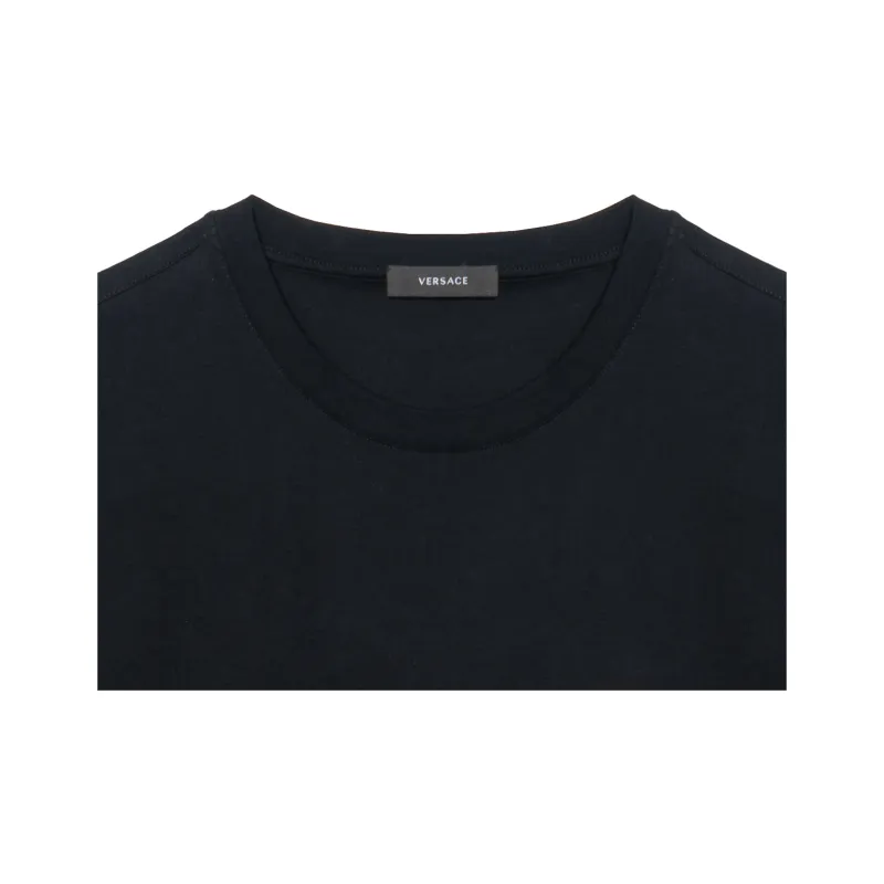 VERSACE Logo Embroidered Crewneck T Shirt-4