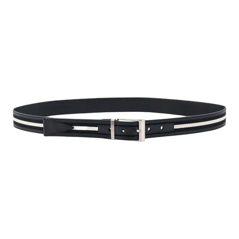 BALLY Shiffie 35mm Reversible Belt In Fabric And Leather-4