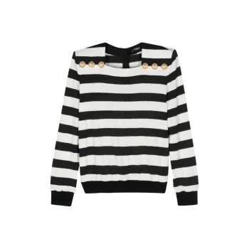 BALMAIN Striped Knitted Jumper