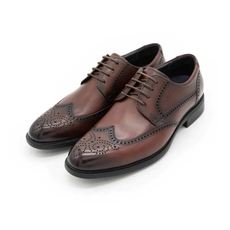 Satchi Business Formal Leather Shoes, Brogue Men's Red Brown-3