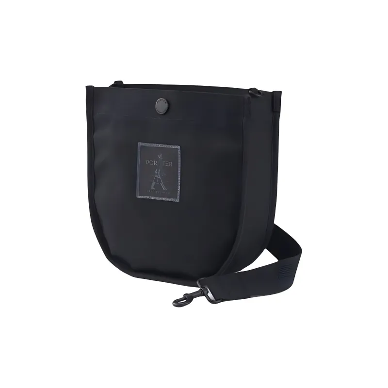 PORTER Plain Weave Canvas Crossbody Canvas Bag Shoulder Bags Unisex Black-1