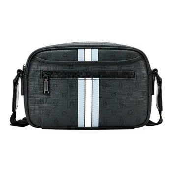 Hush Puppies Synthetic Leather Crossbody Bag, Shoulder Bag Men's Black