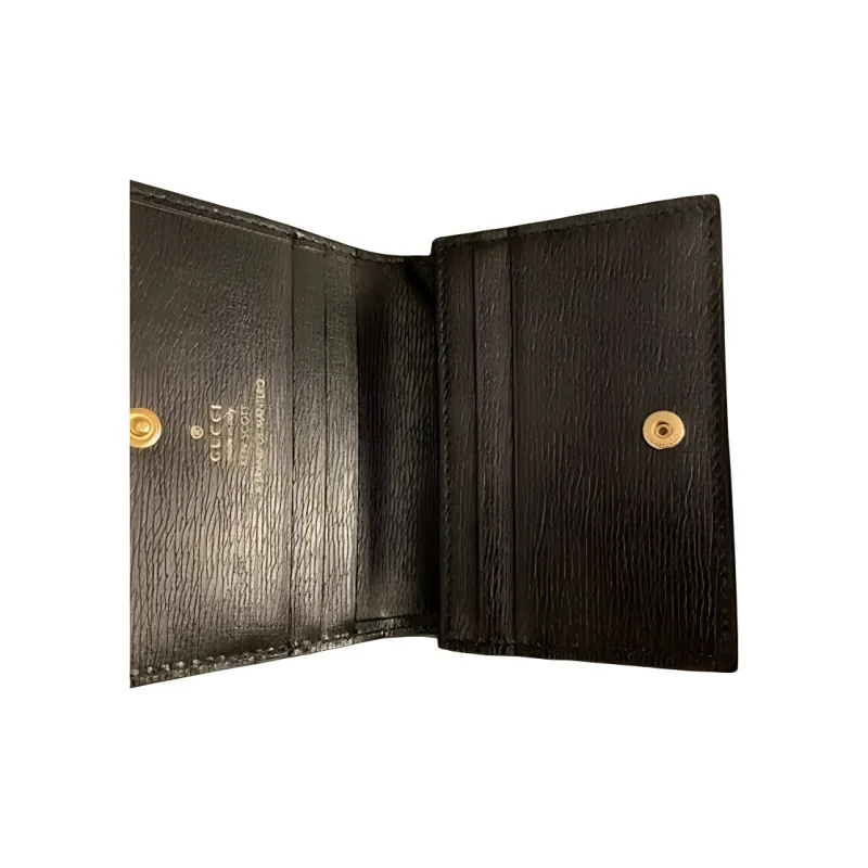 GUCCI Cow Leather Card Holder Wallet Women's Black/Multicolor-2