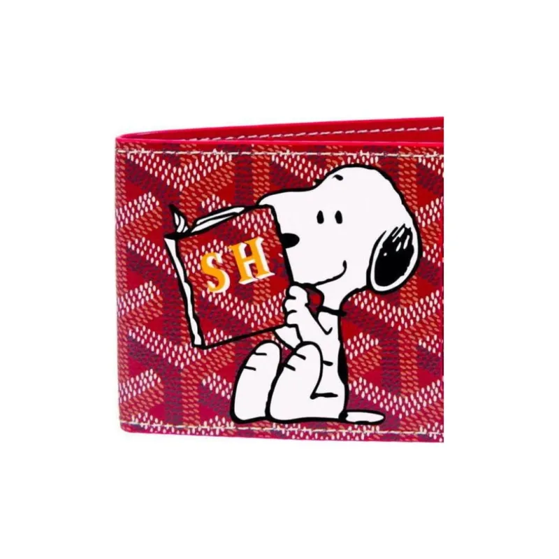 GOYARD SAINT FLORENTIN Canvas With Leather Dog's Teeth Wallet Unisex Red-2