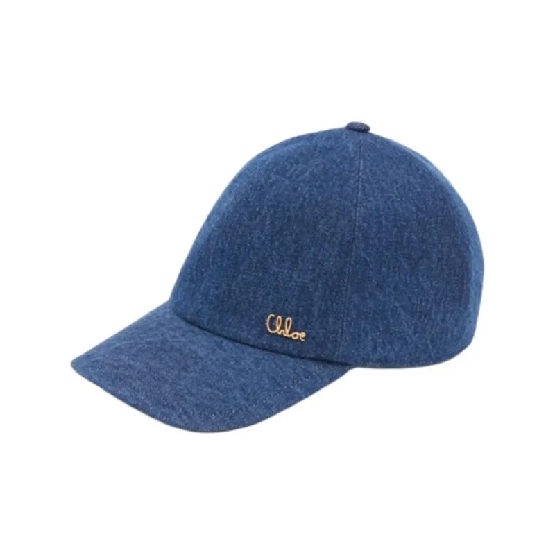 Chloé Logo Plaque Denim Cap-0