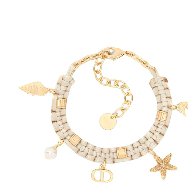 DIOR Woven Cloth Bracelets Women's Beige-1