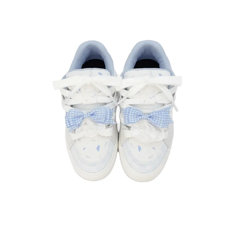 Yalu Wear resistant And Lightweight Low Top Skateboard Shoes Women's Cream Blue-4