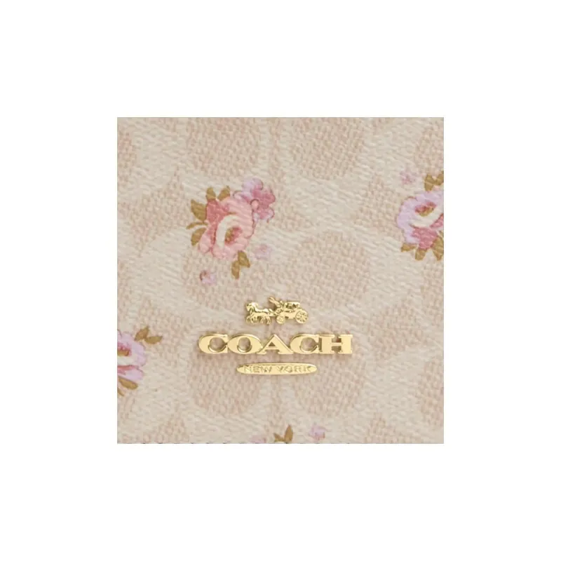 COACH Signature Coated Canvas Handheld Makeup Bag Trumpets Women's Pink & White-2