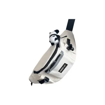 Warrior Nylon Fabric Sling Bag, Fanny Pack, Crossbody Bag Unisex White/Black