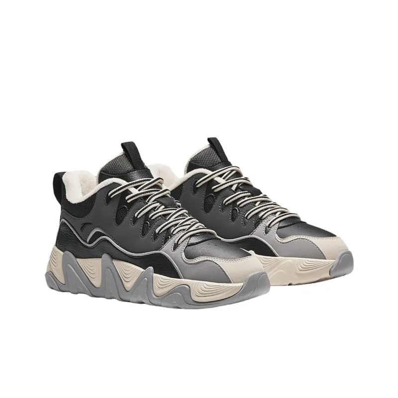 Anta Life Collection Warm Slip-Resistant Low-Top Skateboard Shoes Women's Black/Grey/Beige-3