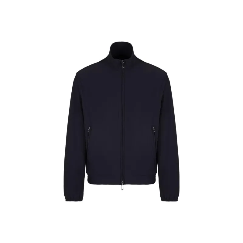 EMPORIO ARMANI Canneté effect Stretch Nylon Full zip Blouson-0