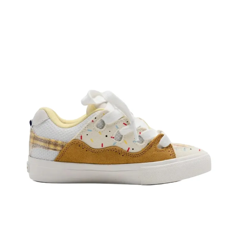 Yalu Wear resistant And Lightweight Low Top Skateboard Shoes Women's Cream Blue-40