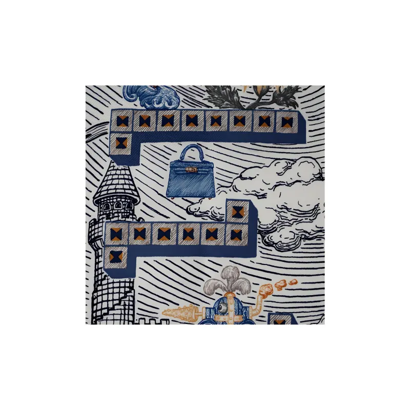 HERMES Silk Scarves Unisex Gray-2