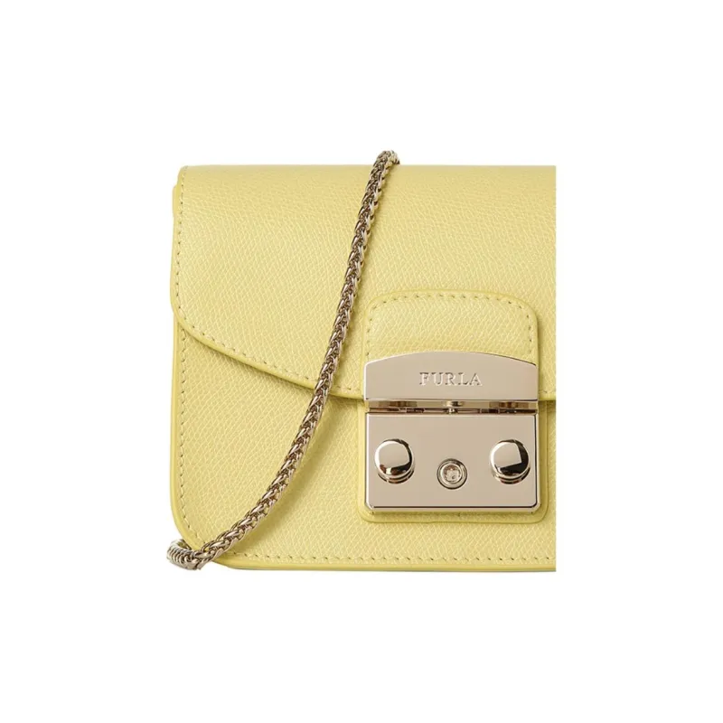 Furla Cow Leather Small Square Bag Shoulder Bag Crossbody Bag Mini Women's Lemon-3