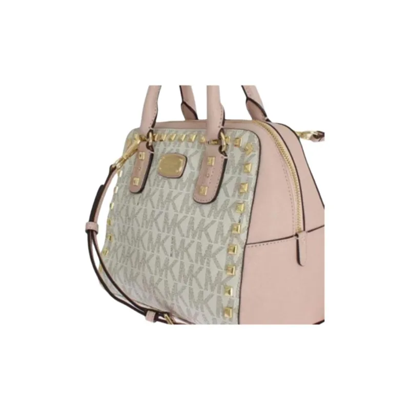 MICHAEL KORS Sandrine Leather Shoulder Bag, Crossbody Bag, Handbag Medium Size Women's White Pink-4