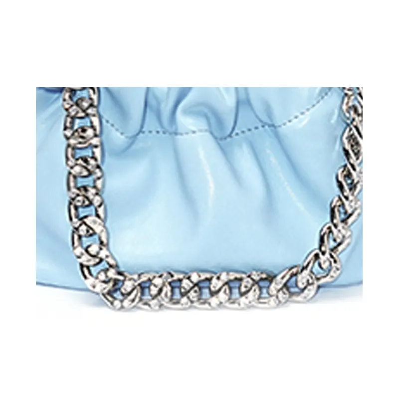 MUYSO Eco Friendly Recycled Leather Cloud Bag Portable Crossbody Bag Shoulder Bag Women's Sky Blue-3