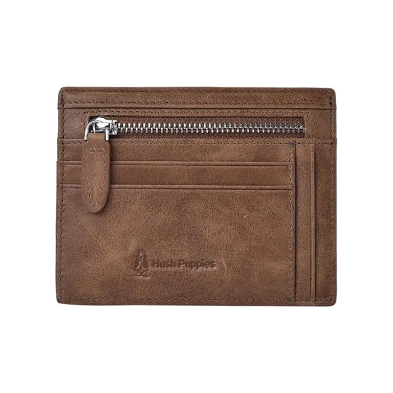 Hush Puppies Cow Leather Card Holder Men's Khaki-0