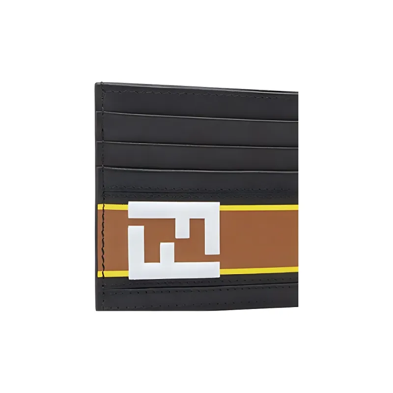 FENDI Leather Card Holder Card Holder Men's Green/Black-4