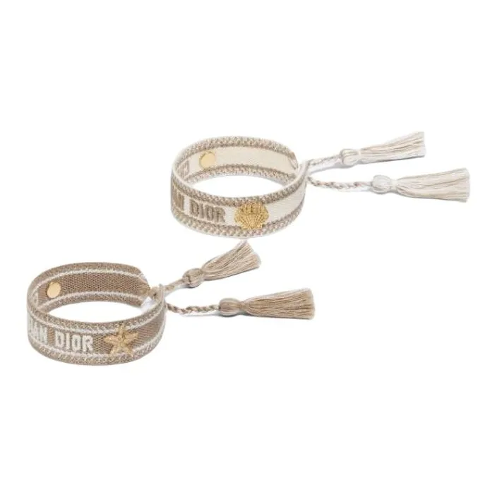 DIOR Cotton, Metal Bracelets Unisex Beige-0