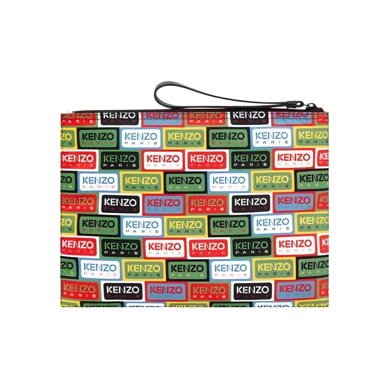 KENZO Leather Detail Clutch Large Size Unisex Green-1