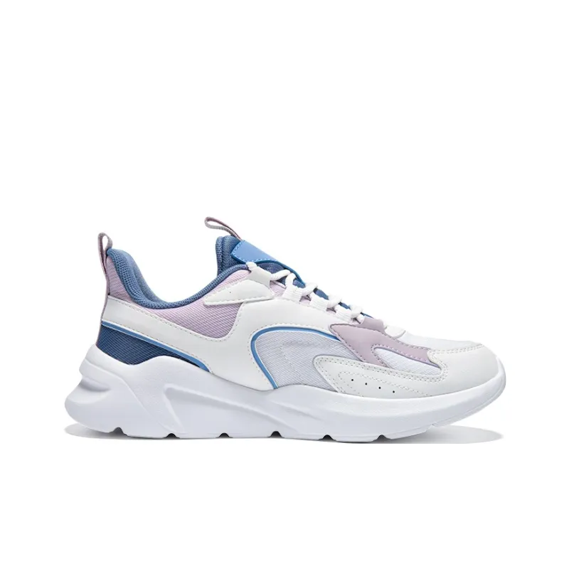 Erke Abrasion Resistant Breathable Low Top Casual Shoes Women's Erke White Light Purple Smoke Blue-1