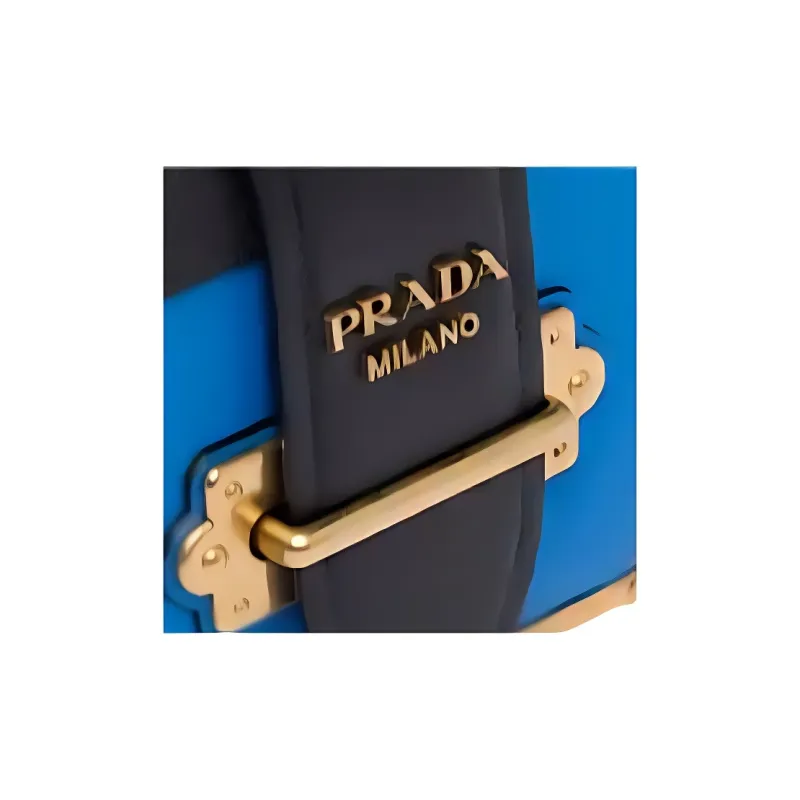PRADA Cahier Calfskin Shoulder Bag Crossbody Bag Women's Sea Blue/Black-3