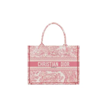 DIOR BookTote Cotton Tote Bag, Shopping Bag, Handbag Medium Size Women's Pink