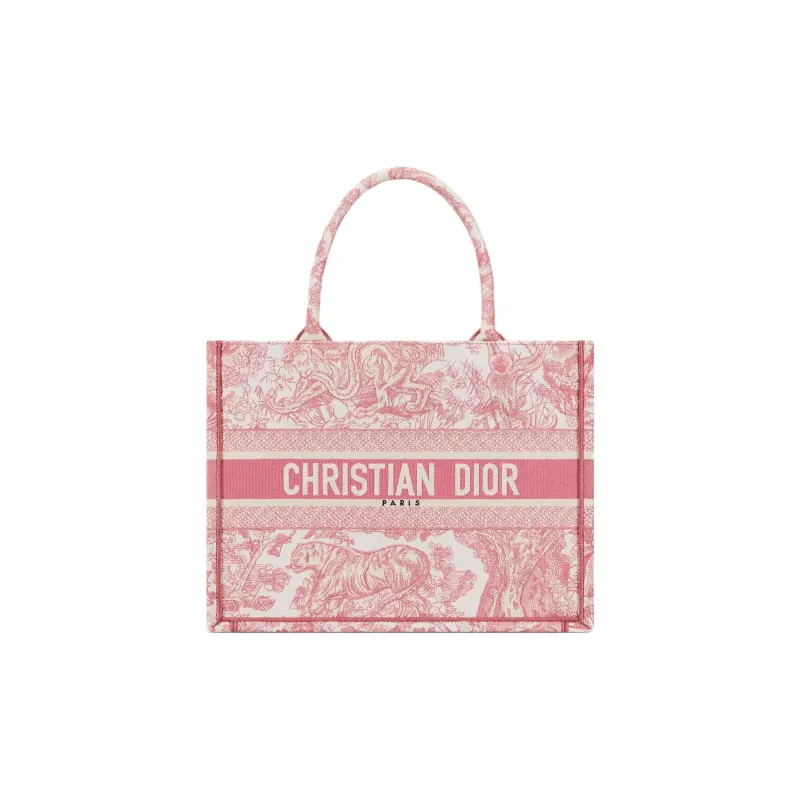 DIOR BookTote Cotton Tote Bag, Shopping Bag, Handbag Medium Size Women's Pink-0
