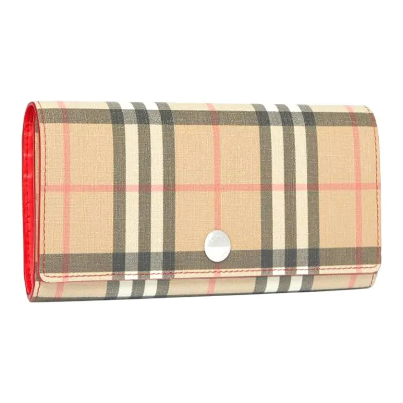 Burberry Leather Clutches Wallets Women's Lining Red Camel/Red-1