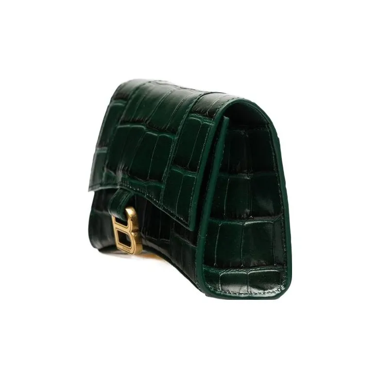 Balenciaga Hourglass Cow Leather With Sheepskin Leather Hourglass Bag Card Holder Women's Green-1