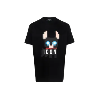 DSQUARED 2 Icon Pixel Printed Crewneck T Shirt