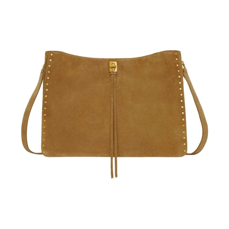 REBECCA MINKOFF Suede Leather Crossbody Bag Shoulder Bag Large Size Women's Honey-0