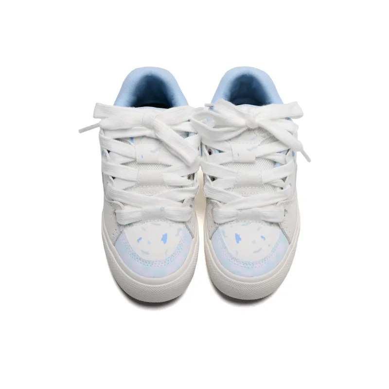 Yalu Wear resistant And Lightweight Low Top Skateboard Shoes Women's Cream Blue-15