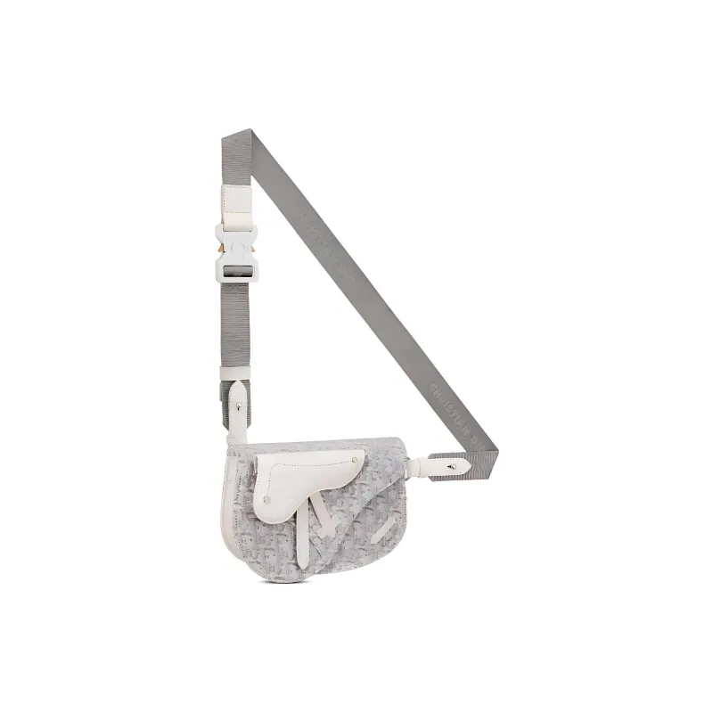 DIOR Jacquard Canvas Saddle Bag Canvas Bag Fanny Pack Sling Bag Shoulder Bag Crossbody Bag Men's Cream-3