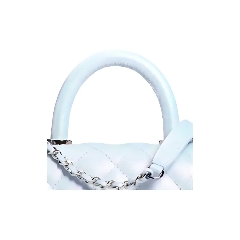 CHANEL Coco Handle Cow Leather Shoulder Bag, Crossbody Bag, Handbag Women's Light Blue-3