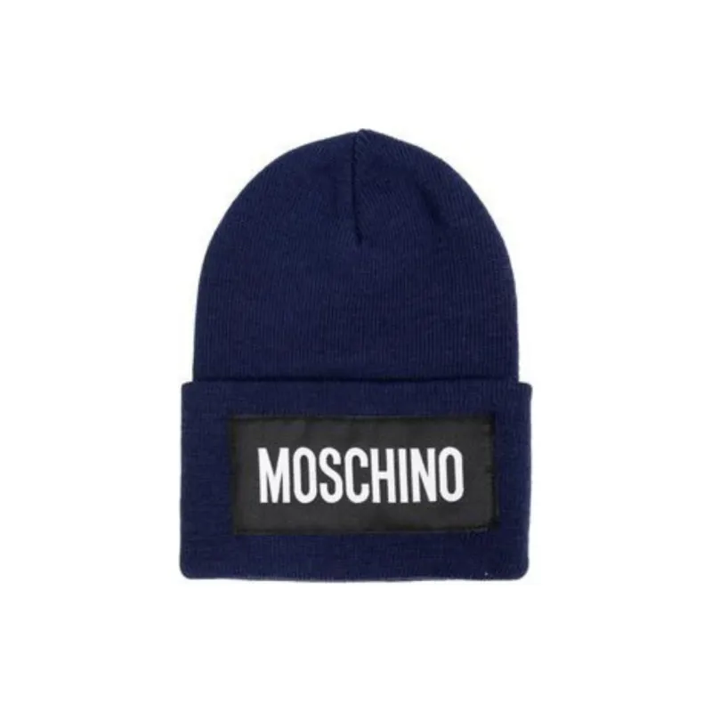 MOSCHINO Logo Patch Ribbed-Knit Beanie-0