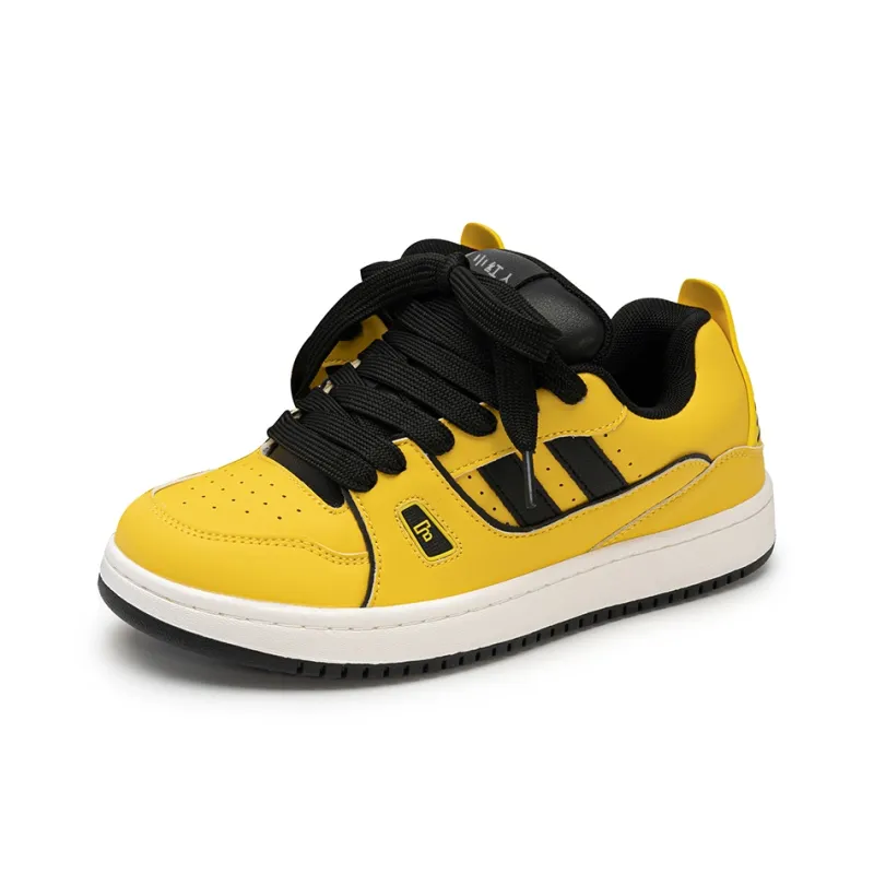 Little Red Man Cushioning Wear Resistant Low Top Skateboard Shoes Women's Yellow Black-1