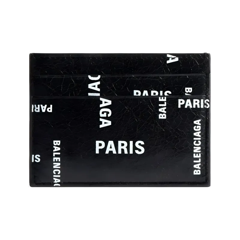 Balenciaga Bal Paris AlloverCash Card Holder Men Black White-1