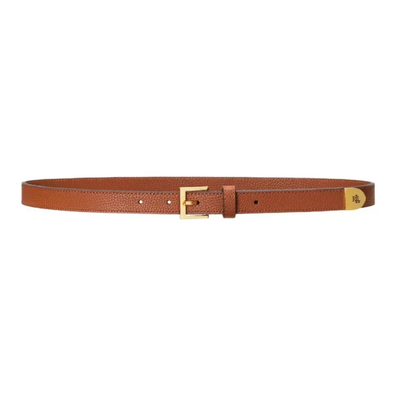 Polo Ralph Lauren Micro Logo Design Leather Belts Unisex Brown Width 2CM-0
