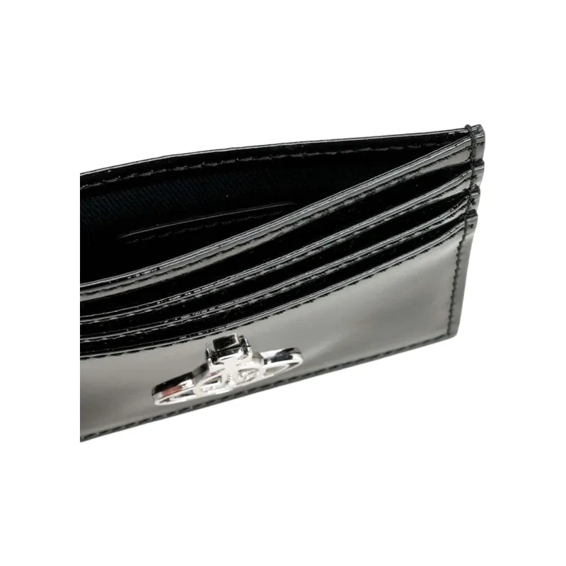 Vivienne Westwood Cow Leather Card Holder Men's Black-3