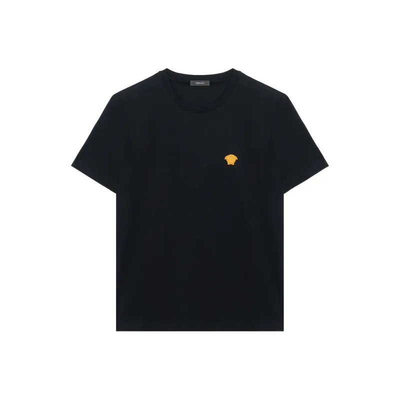 VERSACE Logo Embroidered Crewneck T Shirt-0