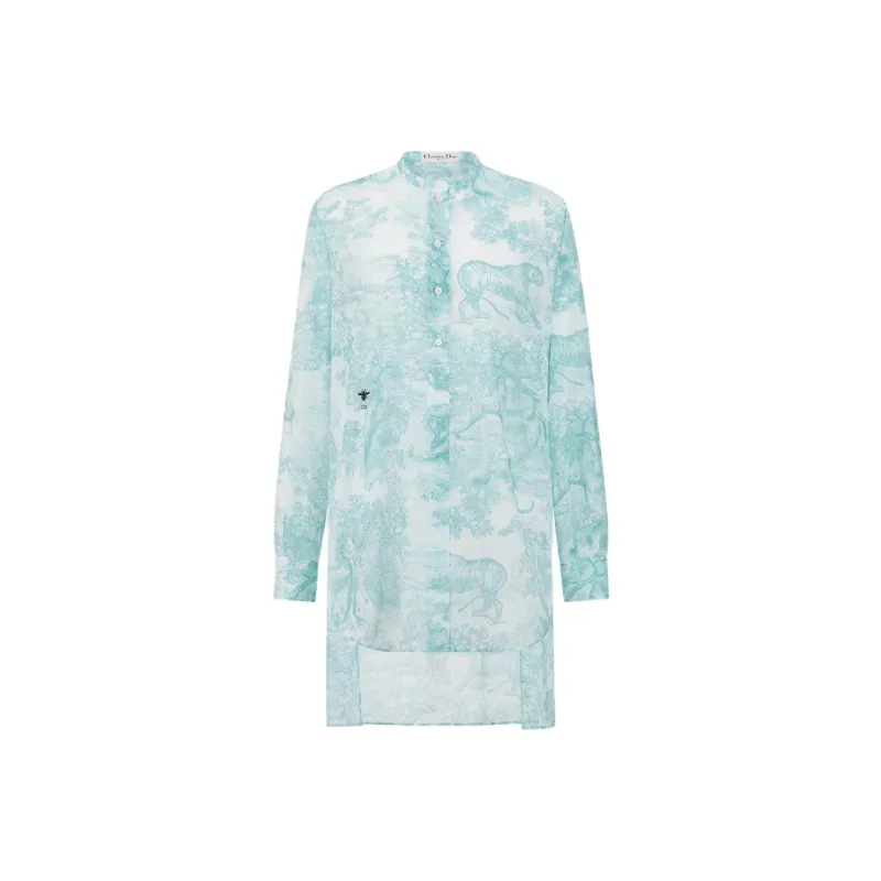 DIOR Dioriviera Long Blouse Shirt Women's Lily Of The Valley Green-0