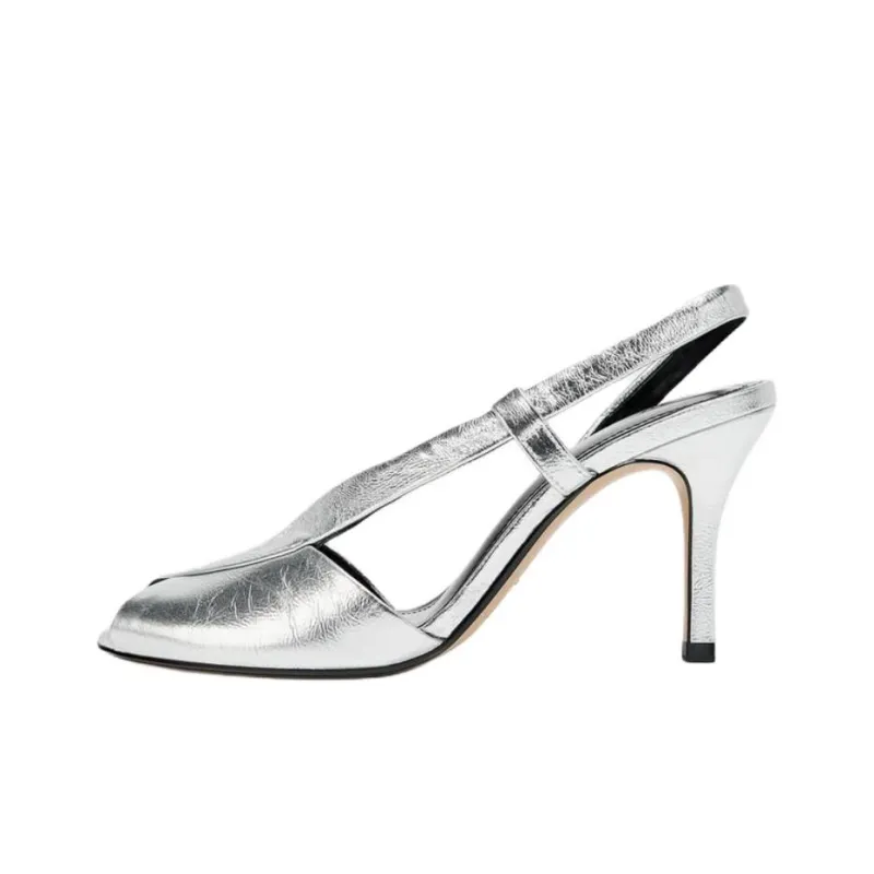 ZARA One Strap Sandals 9.5cm Women's Silver-0